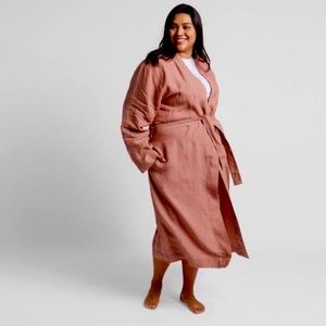 Parachute Linen Robe in Rust - Sz Large- spa like multi purpose